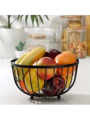 Fruteira de Metal e Madeira 25x25x12,5cm – Elegância e Funcionalidade na Cozinha