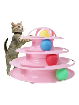 Brinquedo para Gatos Torre com Bolinhas Fluffie Interativo e Resistente para Estimular Exercícios e Diversão