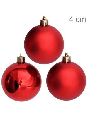 Kit Bola de Natal Vermelha 4cm C/12 Unidades Mista em Tubo para Decoração de Árvores e Enfeites Natalinos