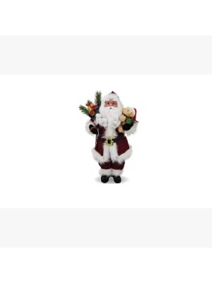 Papai Noel com Urso 40cm em Poliéster – Enfeite Natalino Decorativo para Casa, Loja e Vitrines