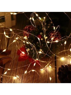 Fio de Cobre 100 LEDs Branco Quente 10 Metros Energia Solar – Iluminação Decorativa para Jardins, Festas, Eventos e Áreas Externas 