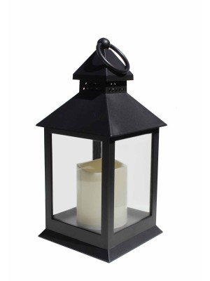 Lanterna Marroquina Decorativa Preto com Vela LED Iluminação Ambiente e Festas