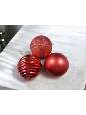 Kit Bolas de Natal 6cm c/7pcs Sortidas Enfeites Decorativos com Glitter para Árvore de Natal