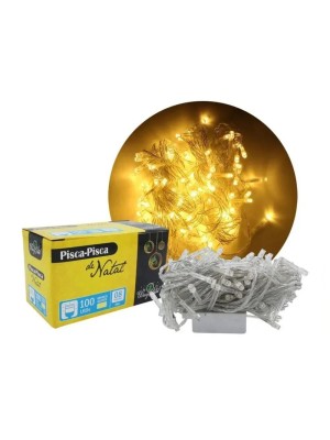 Pisca LED 100L Branco Quente 8m 127V com 8 Funções e Fio Transparente – Iluminação Natalina Decorativa