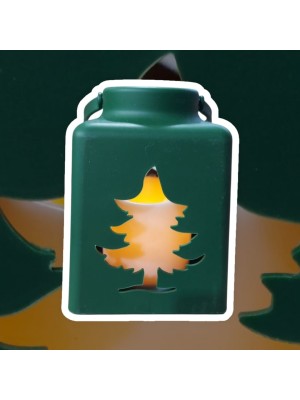 Lanterna de Natal Decorativa 13x10,5cm Plástico Wincy – Enfeite Natalino Elegante p/ Mesa, Sala e Vitrine Festiva