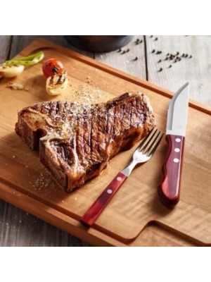 Jogo de Talheres Jumbo para Churrasco 6 Peças Wooden – Aço Inox com Cabos Ergonômicos e Design Resistente