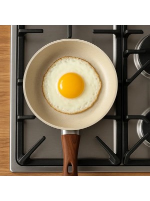 Frigideira 20cm com Revestimento Cerâmico Creme Granito para Fogão de Indução Antiaderentel e de Alta Durabilidade com Fundo Triplo Magnético