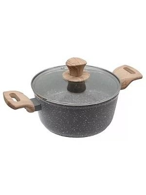 Caçarola Indução Antiaderente 24cm com Revestimento Granito | Fundo Triplo Magnético, Tampa de Vidro e Alças Soft Touch