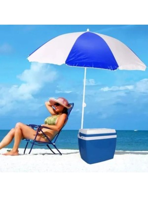 Guarda-Sol de Poliéster 240cm Dobrável com Haste Metálica Reforçada para Praia, Piscina e Jardim – Proteção Solar e Alta Durabilidade