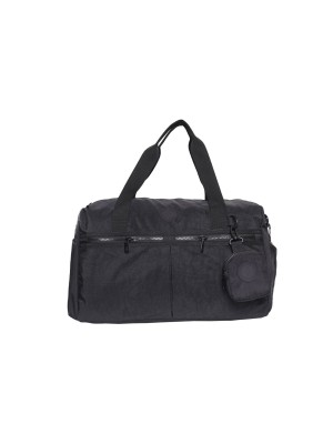 Bolsa WTeen Nylon Crease Preta Grande com Bolsos e Porta-Objetos Reforçada para Academia, Viagem e Uso Diário