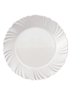 Prato Pétala Raso Opaline 25,5cm Duralex Vidro Opalino Temperado, Super Resistente, Branco Clássico para Mesa Posta, Restaurantes, Hotéis e Uso Diário