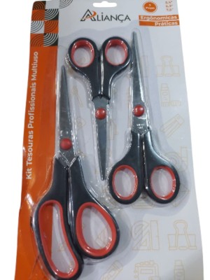 Kit Tesouras Profissionais Multiuso 3 Peças 14cm / 16cm / 19cm Aliança