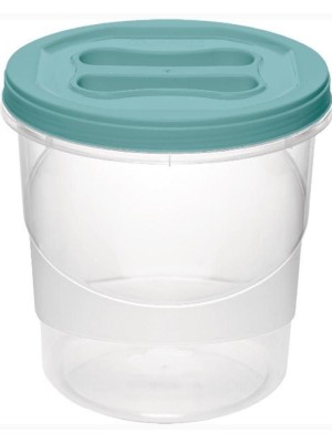 Pote Redondo 4,5L com Tampa de Rosca Verde Água para Armazenar Alimentos, Cereais e Ração Plástico Transparente com Vedação Segura para Cozinha