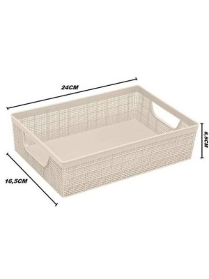 Cesta Juta 2L Cru com Alças Laterais para Organização – Cesta Plástica Decorativa para Banheiro, Quarto, Escritório e Cozinha