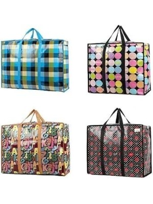 Sacola de Compras 55x55x13cm Reforçada com Zíper e Alças Resistentes Estampada para Mercado, Viagem e Organização