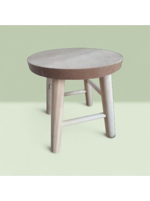 Banquinho Cru de Madeira 29x29x23,5cm – Banco Rústico Artesanal para Decoração