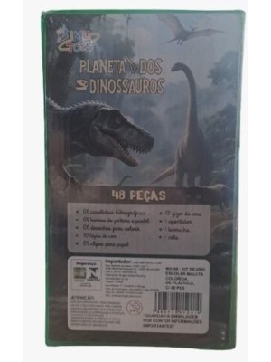 Maleta Colorida Infantil de Pintura 48 Peças Planeta dos Dinossauros — Kit Completo com Lápis de Cor, Canetinhas, Giz de Cera e Acessórios