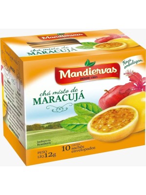 Chá Misto de Maracujá Mandivervas 12g com 10 Sachês Envelopados — Infusão Tropical Suave, Aroma Natural e Sabor Frutado