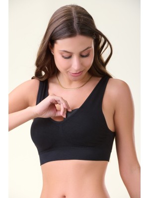 Top Preto Adulto G Sem Costura com Bojo Removível, Confortável, Anatômico e Ideal para Uso Diário