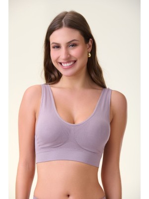 Top Lavanda Adulto G Sem Costura com Bojo Removível, Confortável, Anatômico, Toque Suave e Ideal para Uso Diário