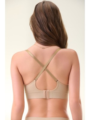 Sutiã Bege Adulto G Sem Costura com Bojo Estruturado e Alças Removíveis, Confortável, Versátil e Ideal para Uso Diário