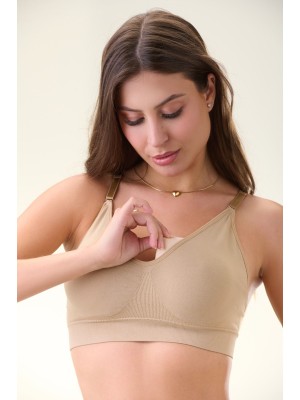 Sutiã Bege Adulto P Sem Costura com Bojo Estruturado e Alças Removíveis, Confortável, Discreto e Ideal para Uso Diário