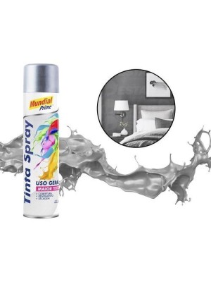 Tinta Spray Prata Metálico 400ml Uso Geral para Metal, Madeira, Plástico, Artesanato e Decoração