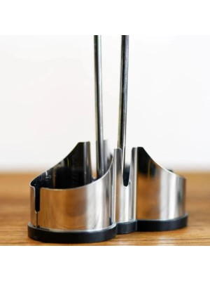 Galheteiro com 2 Peças em Vidro e Plástico Porta Azeite e Vinagre com Suporte Prático para Cozinha e Mesa