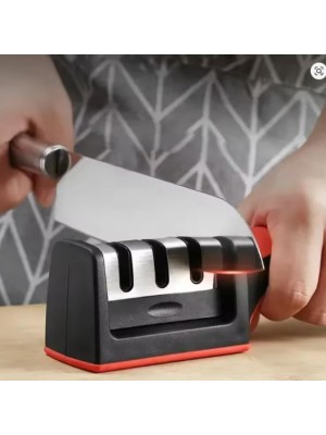 Afiador de Facas Profissional LH-238 Manual com 3 Estágios para Facas de Cozinha Aço Inox