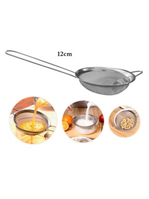 Peneira Inox 12cm com Cabo Longo – Peneira de Aço Inoxidável com Malha Fina para Coar Chá, Café, Sucos