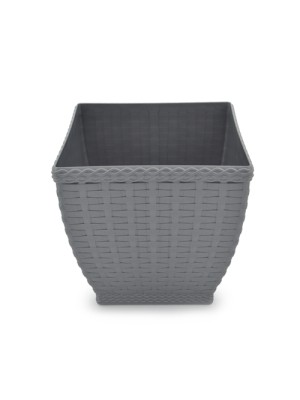 VASO CACHEPO RATTAN QUADRADO CINZA 11X10,5CM DE PLÁSTICO