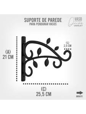 SUPORTE PAREDE P/ VASO PRETO UN.