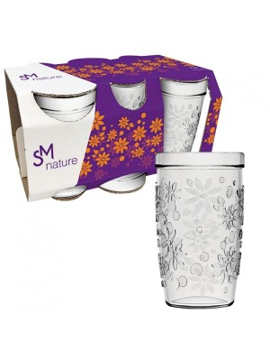 Copo Nature Suco 270ml Conjunto com 6 Peças – Vidro Texturizado, Alta Transparência, Ideal para Bebidas Geladas e Uso Diário