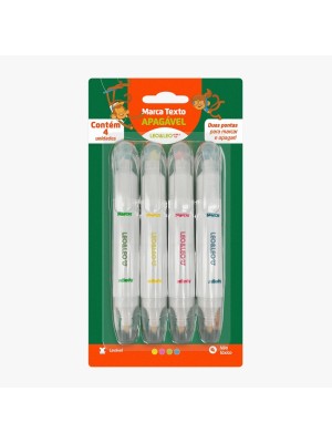 MARCA TEXTO APAGAVEL BLISTER C/4 CORES UND.