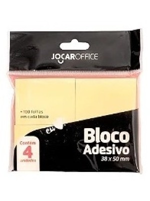 BLOCO ADESIVO AMARELO 38X50MM BLISTER C/4 BLOCOS 100FOLHAS CADA UND.