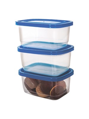 Kit 3 Pote Plástico Retangular Com Tampa 520ML - Porta Mantimentos Utensílios De Cozinha